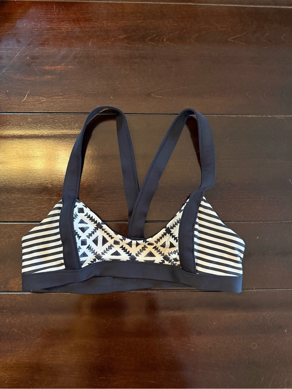 Rip Curl Reversible Black & White Striped Tribal Bikini Top